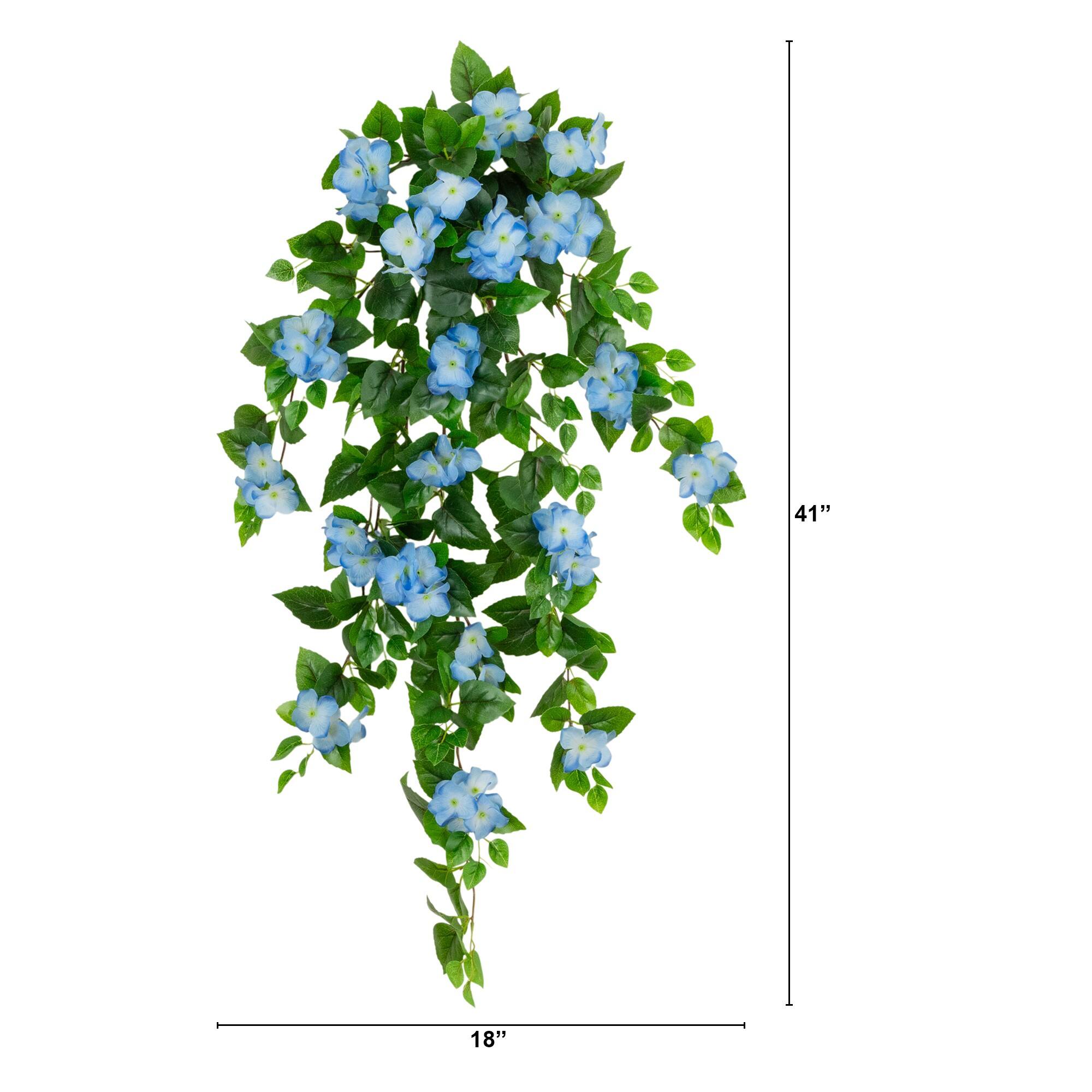 41" UV Resistant Artificial Hydrangea Hanging Plants